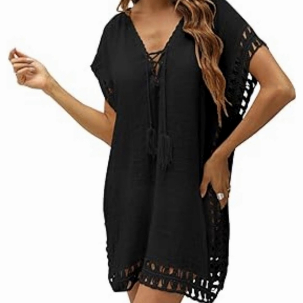 NWT Black Beach Coverup Swim Essential